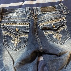 Rock Revival Dark Blue Embellished Skinny Jeans 31 easy skinny
